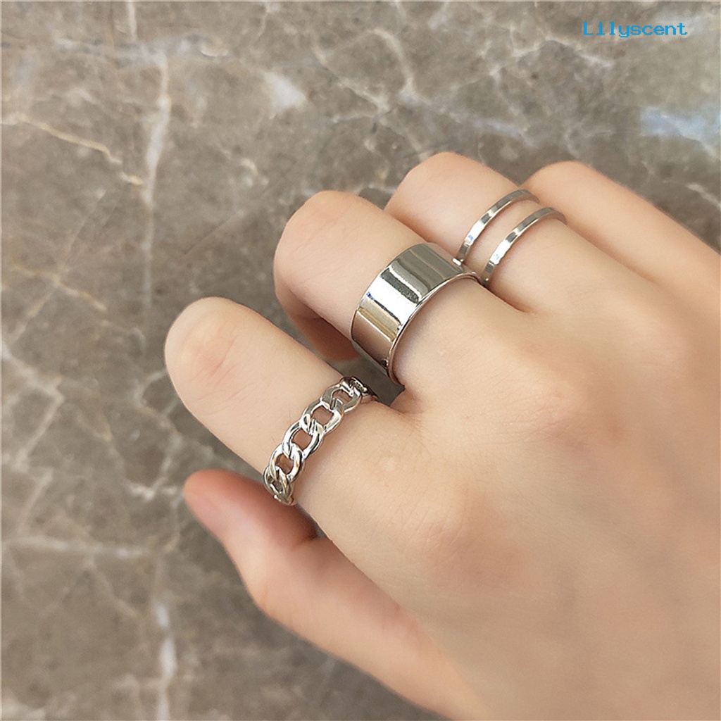 3pcs / Set Cincin Knuckle Model Terbuka Dapat Disesuaikan Untuk Aksesoris Perhiasan