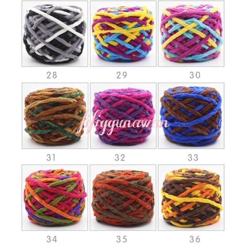 [100gr] Benang rajut chenille/ chenille yarn/ benang rajut handuk import 1ply