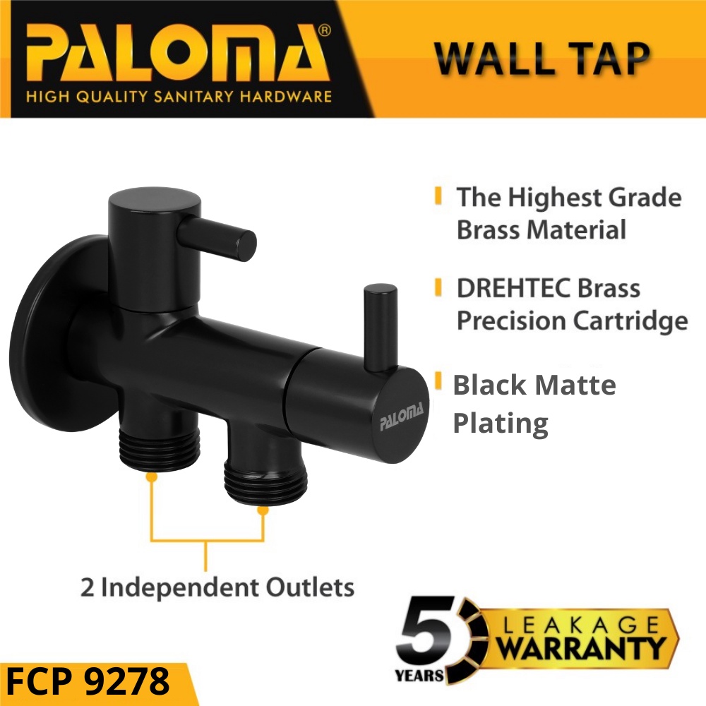 PALOMA FCP 9278 Keran Stop Cabang WC Jet Shower Kran Air BLACK HITAM