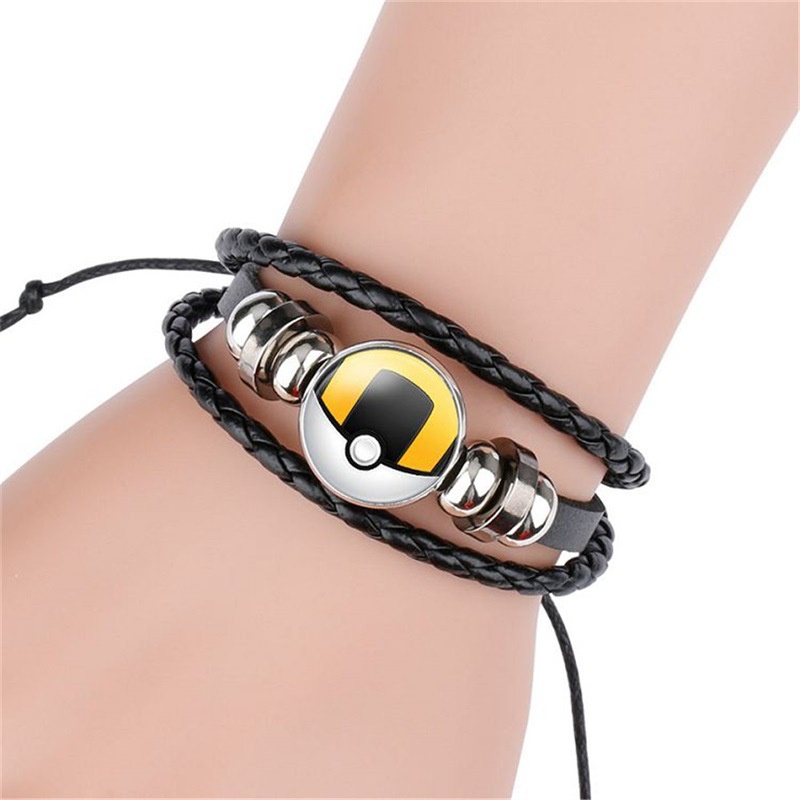 2022 Gelang Tangan Kulit Motif Anime Pokemon Ball Untuk Pria / Wanita / Anak