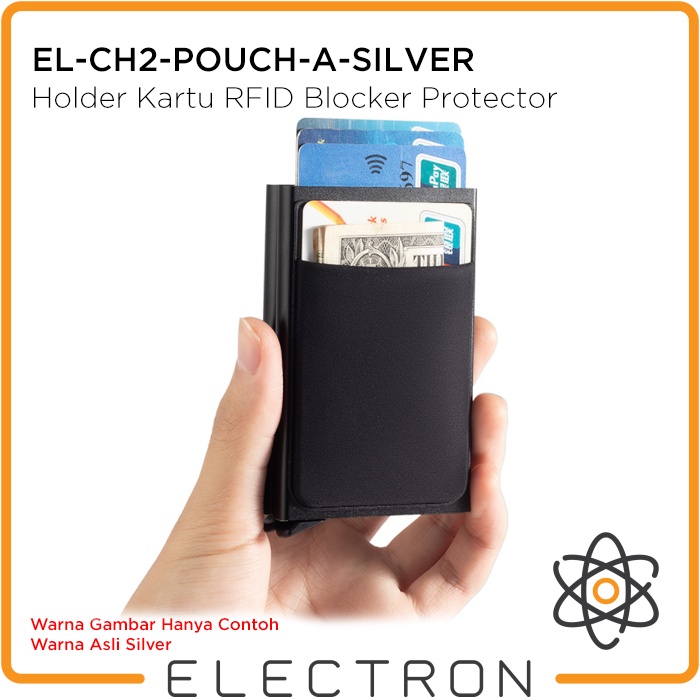 EL-CH2-POUCH-A-SILVER Card Holder Kartu RFID Blocker Protector Smart