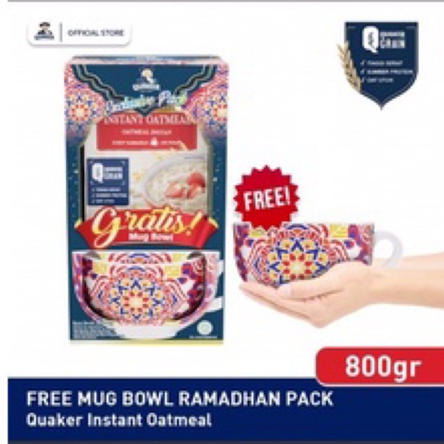 Quaker Festive Instant Oatmeal 800gr FREE MANGKOK BOWL RANDOM