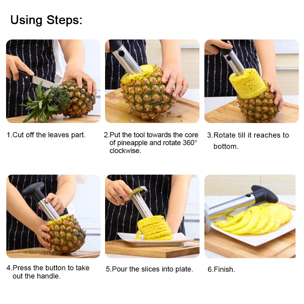 Slice Cutting Pineapple Pineapple Slicer Peeler Vacuum-Stainless Steel Hot x 1