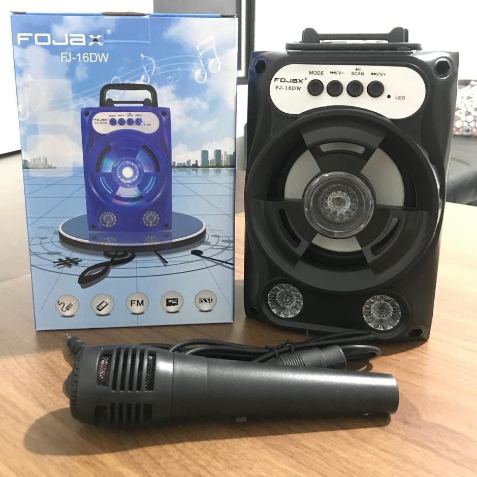 KISONLI - PAKET BUNDLE Speaker Bluetooth Fojax FJ-16DW Plus Mic Karaoke - Hitam-5