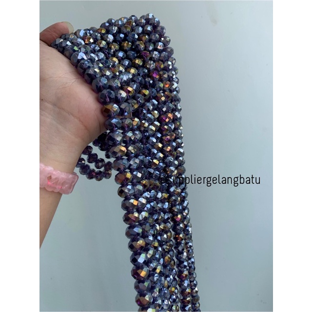 Crystal Ceko 14mm AMETHYST quartz UNGU kecubung KUARSA kuarsa kristal bahan kalung gelang anting strap mask kerajinan tangan craft citayam fashion week etink vintage elegan bali manik crystal