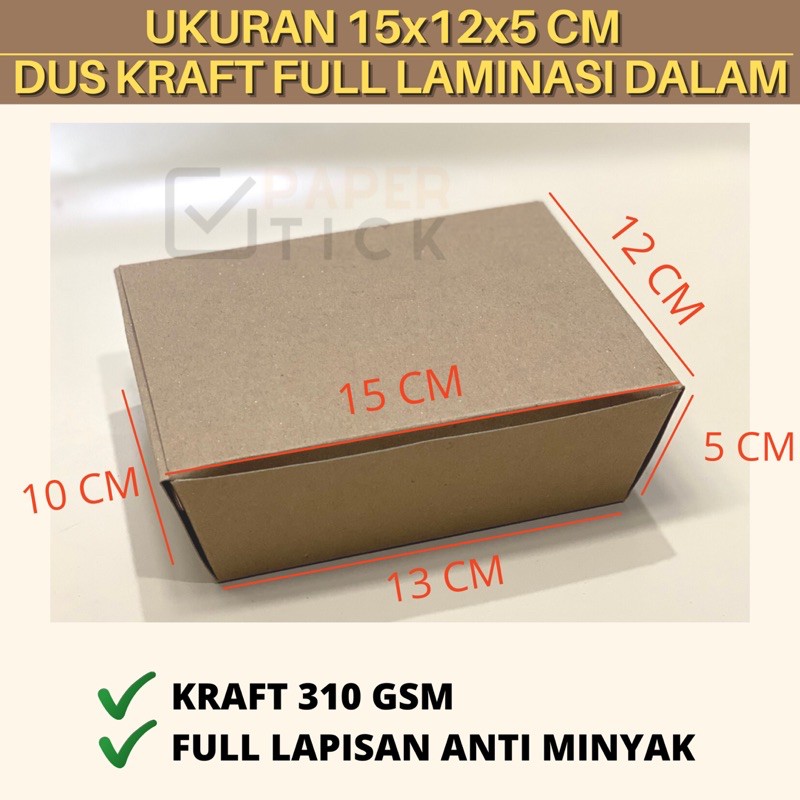 

Dus Kraft 15x12x5 CM Laminasi Tahan Minyak Anti Minyak Nasi Goreng Pisang Box Kue Kemasan Laminasi