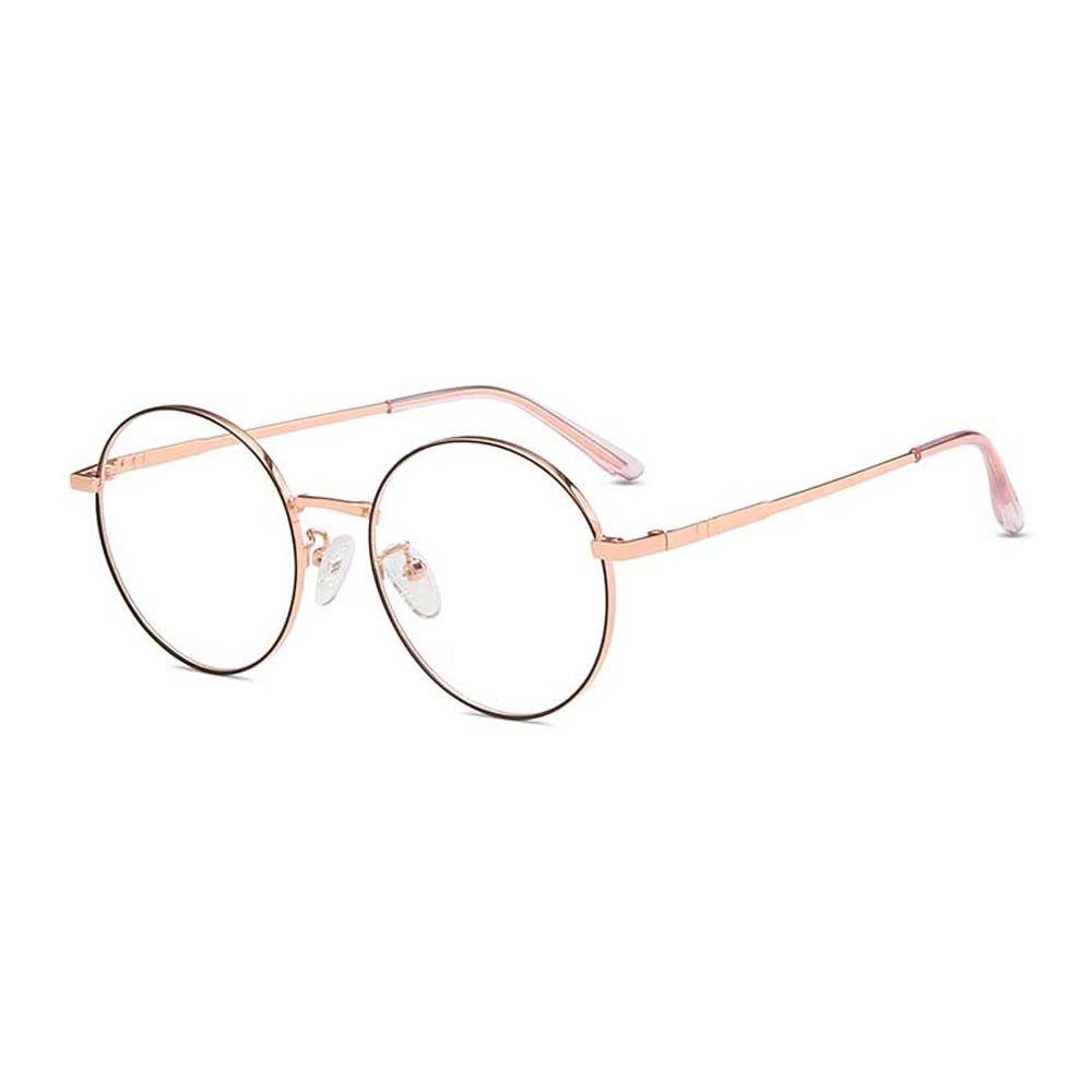 Needway   Kacamata Anti Radiasi Optik Pria Bingkai Bulat Kaca Mata Logam Gaya Korea Wanita Eyeglasses