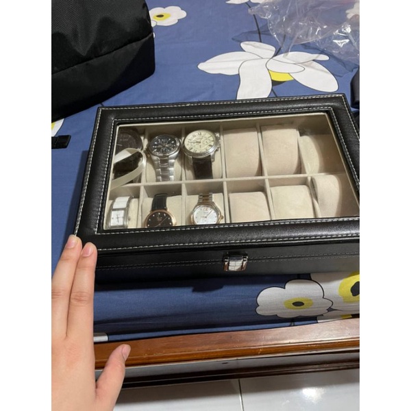 MPro Kotak Jam Tangan Isi 12 10 SLOT Watch Organizer Tempat Penyimpanan Aksesoris Arloji Bahan Kulit PU j