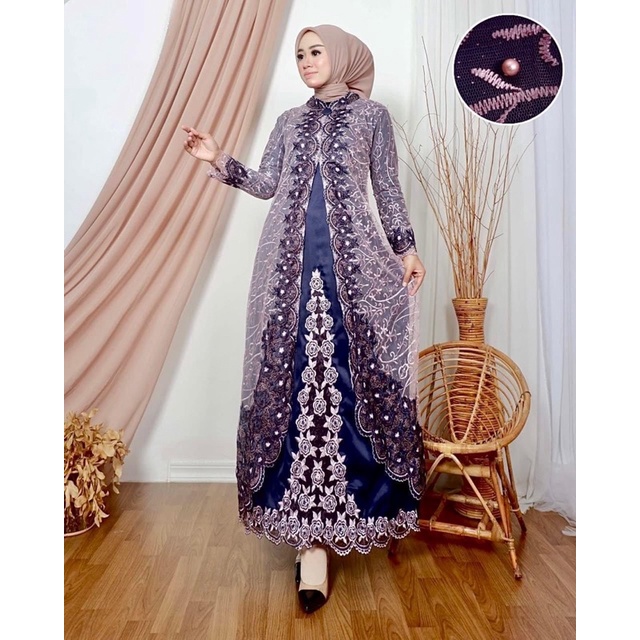 Gamis Tile Bordir|Gamis Pesta Mewah|Gamis Kondangan Jumbo|Gamis Tile Jumbo|Gamis Bordir Mewah|Gamis 