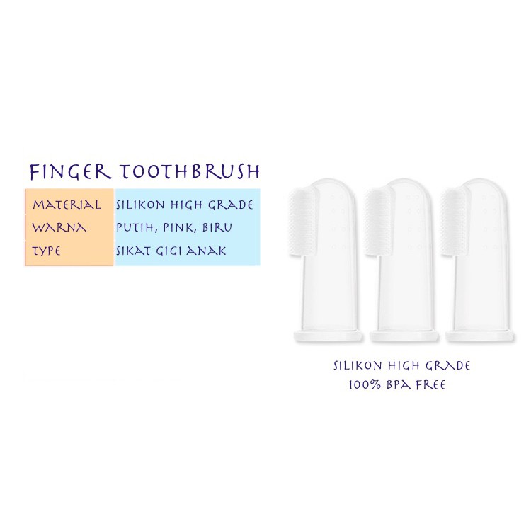 2 PCS SIKAT GIGI BAYI FINGER TOOTHBRUSH SIKAT MULUT LIDAH BAYI SILIKON WARNA PUTIH DAN BIRU