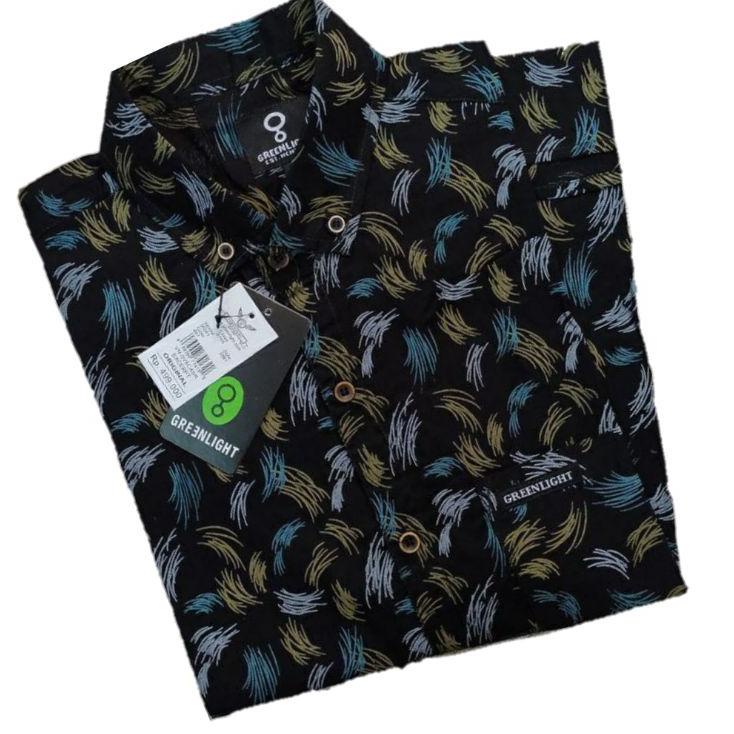 SDW.25Au22ᵞ ▪ PAKAIAN ATASAN BAJU HEM KEMEJA PRIA LENGAN PENDEK SURFING KASUAL MOTIF BUNGA DAUN ABST