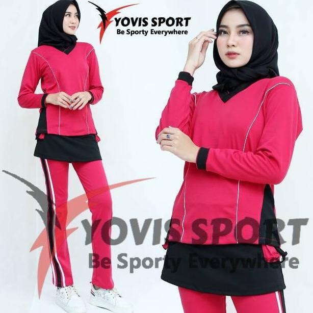 Stelan senam jumbo / baju senam / celana senam Yovis Sport / setelan plat