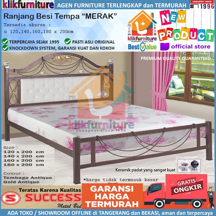 Ranjang Besi Tempa Tempat Tidur Besi New Merak Success 120x200 cm