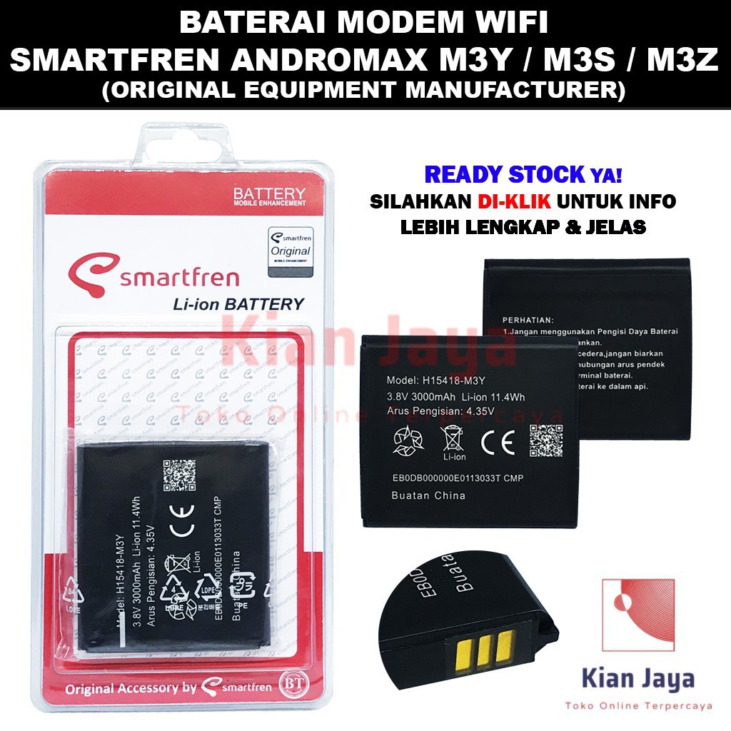 Baterai Modem Smartfren MIFI Andromax M3Y, M3Z, M3S, H15418 Original OEM Wifi Batrai, Batre, Battery