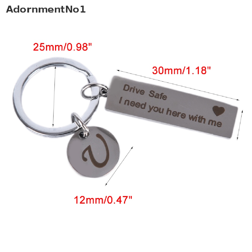(AdornmentNo1) 1pc Gantungan Kunci Stainless Steel Motif Inisial Huruf Drive Safe