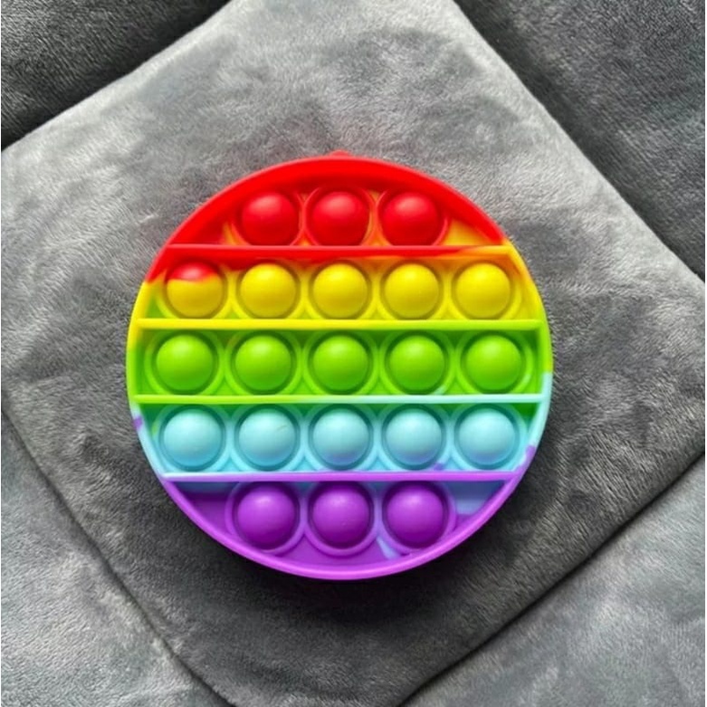Pop It Fidget Toy Rainbow Mainan Anak Pop it Fidget Toy Murah-Bulat Rainbow