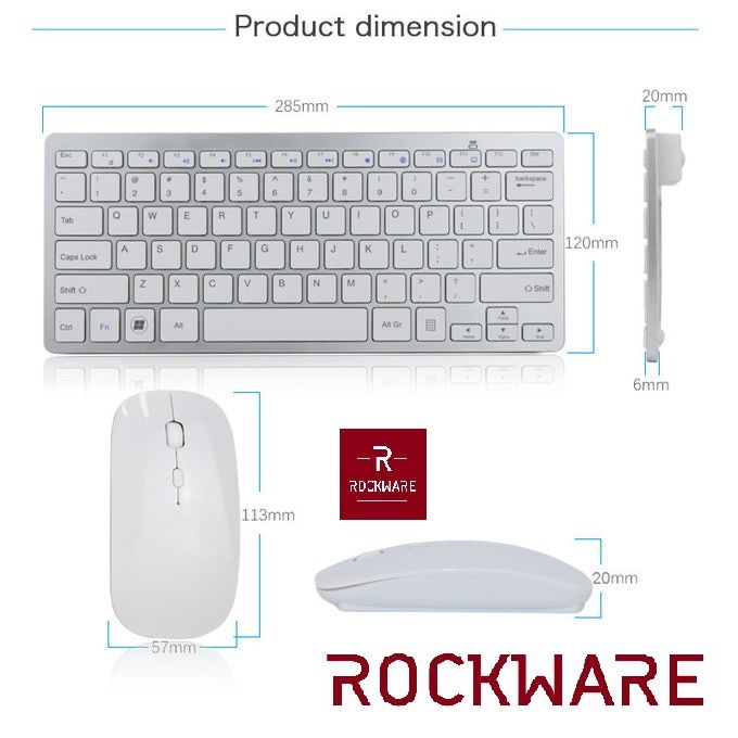 ROCKWARE RW-C9 - Keyboard Mouse Wireless Combo - Thin Slim Design - Keyboard Moise Combo Stylish