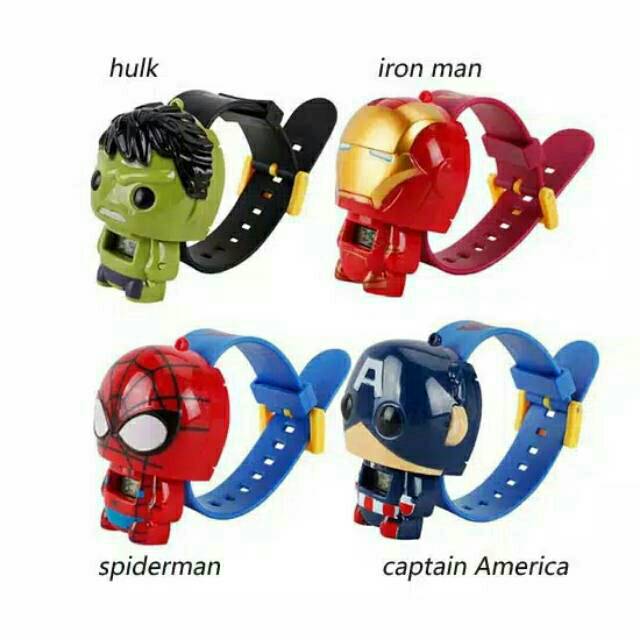 Jam tangan anak BATMAN / SPIDERMAN / HULK / CAPTAIN AMERIKA / IRON MAN / STAR WARS