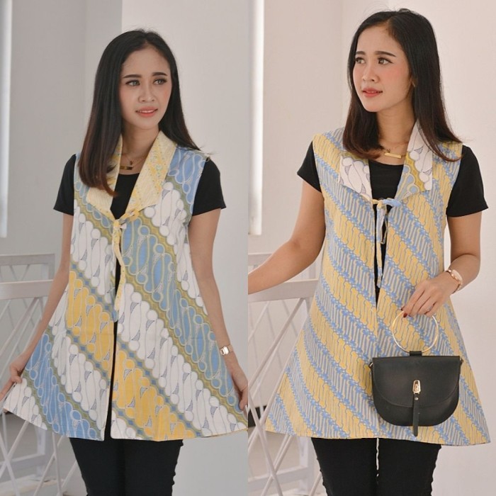 Rompi Vest Outwear Batik Wanita Warna Soft