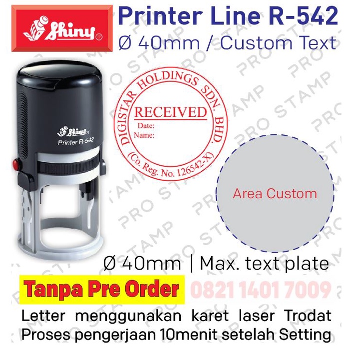 

Stempel Custom Otomatis Shiny R-542 (Diameter 40mm)