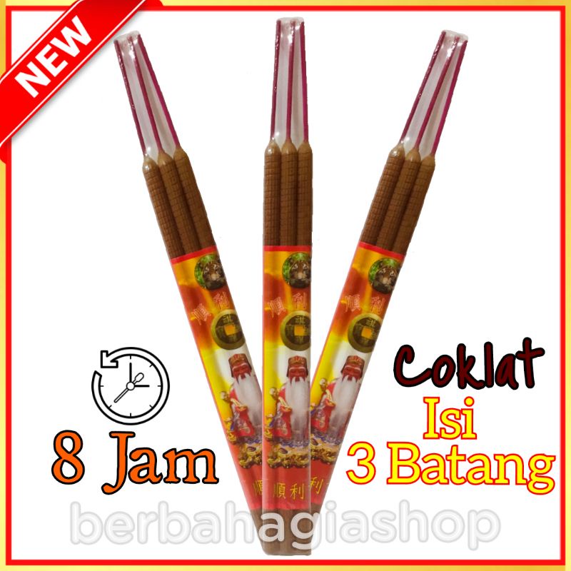 Hio Dupa Warna Coklat Putih Isi 3 Batang Durasi Tahan 8 Jam Kaki Merah Sembahyang Puja / Hio Ulir Cokelat Stick Incense