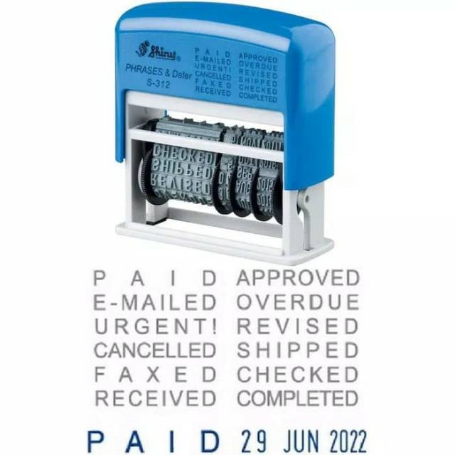 

RB Stempel Tanggalan Frase PAID APPROVED RECEIVED URGENT REVISED Shiny S312 S 312 / S-312 ( Self Ink
