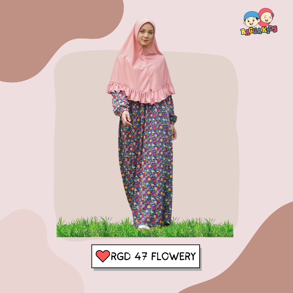 GAMIS WANITA BAHAN KAOS MOTIF BUNGA RAGGAKIDS RGD 47 | GAMIS KAOS BUSUI FRIENDLY