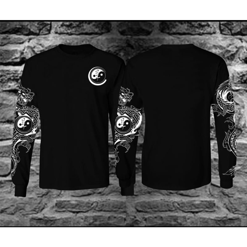 Kaos Pria Distro Baju Cowok Lengan Panjang Jepang Yin Yang Tshirt Atasan Oblong Keren Kekinian