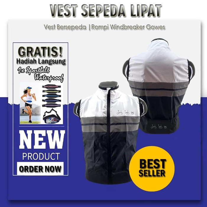 Unik Rompi Sepeda Lipat Brompton - Brompton Vest (White Combi Black) Terlaris