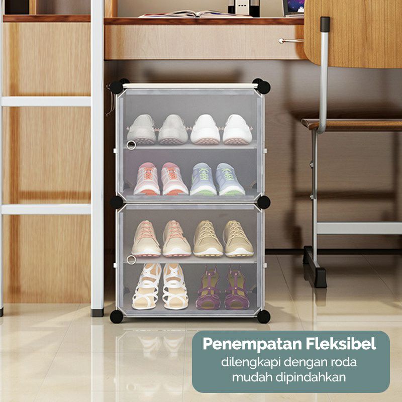 TERLARIS Rak Sepatu Anti Debu 4 Layer/Rak sepatu Susun Tebal Shoe Rack Portable Serbaguna / Rak sepatu pintu portable anti debu