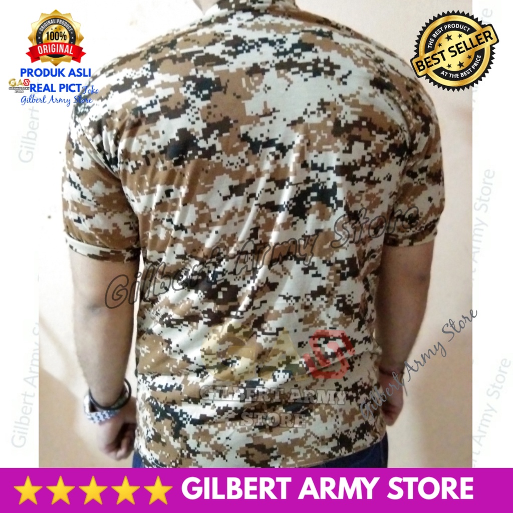 GILBERT ARMY STORE Kaos Loreng Tni Lengan Pendek Gambar Digital Deser Tan Gurun Senapan Serbu