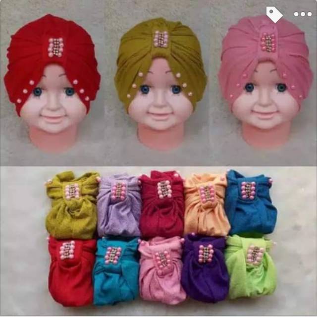 Turban bayi mutiara mute pink