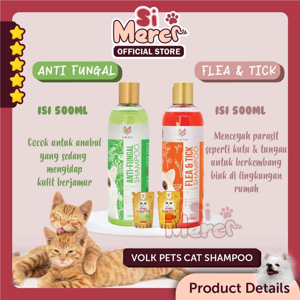 Shampo Kucing Cat Kitten Tick Flea Whitening Conditioner Jamur Kutu VOLK PETS 500ml