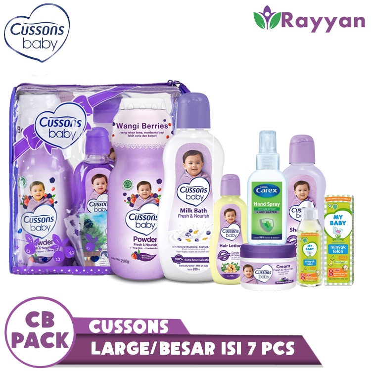Cusson Baby Gift Set Large Biru isi 6 (cleanser)/ Kado Bayi Baru Lahir Cussons Ukuran Besar(6pcs)/ Paket Kado Melahirkan Cussons / Perlengkapan Mandi Bayi isi 6 pcs (cleanser)-Ungu+Telon
