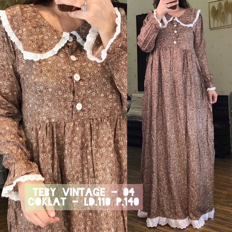 Daster Arab Teby SALIMA Maxi Dress Rayon kancing &amp; Teby VINTAGE Dress Rayon motif terkini