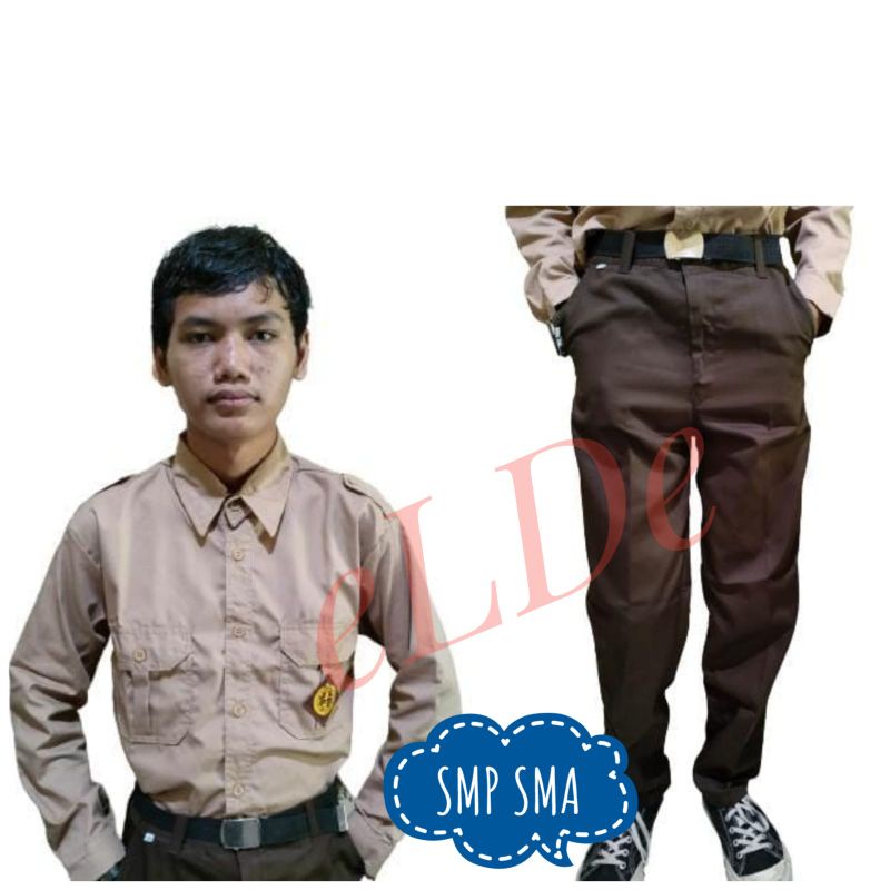 Setelan Seragam Baju Pramuka Penggalang SMP SMA Tangan Panjang Pria
