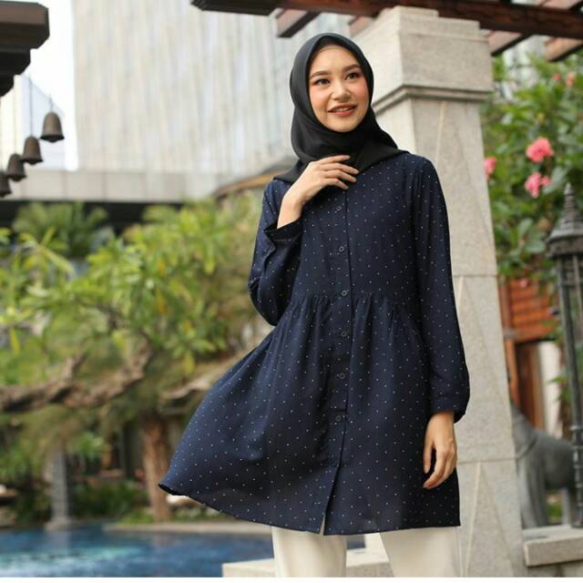 Khali Tunik Navy Polka Heaven lights