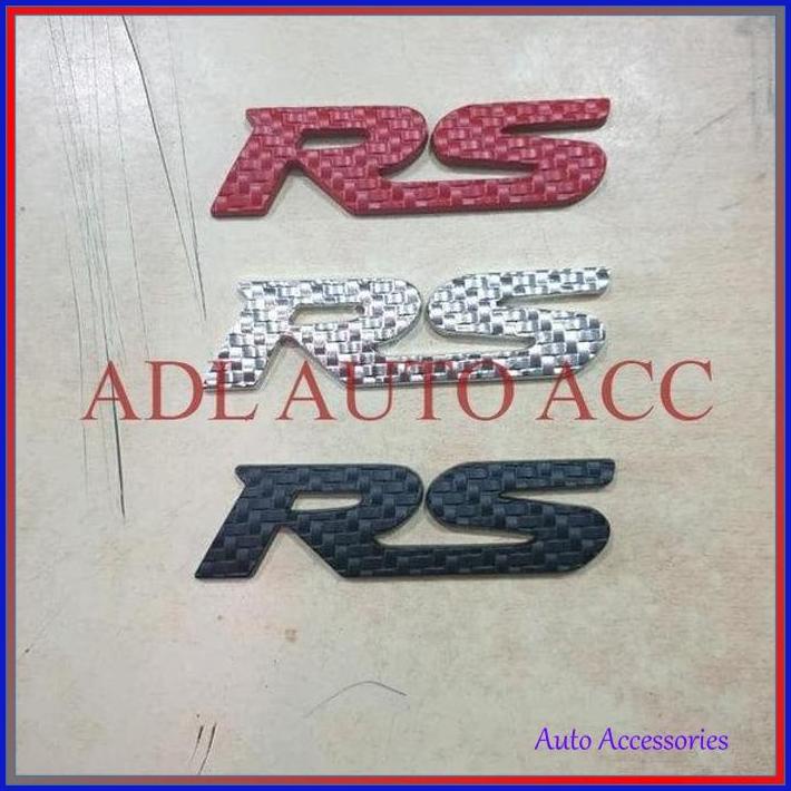 Emblem Sticker Honda Logo Rs Motif Carbon Merah Hitam Dan Silver ~Adl3