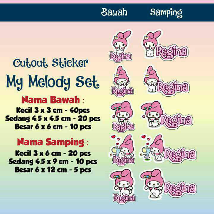 

Stiker Label Nama Waterproof Cutout My Melody (Set)