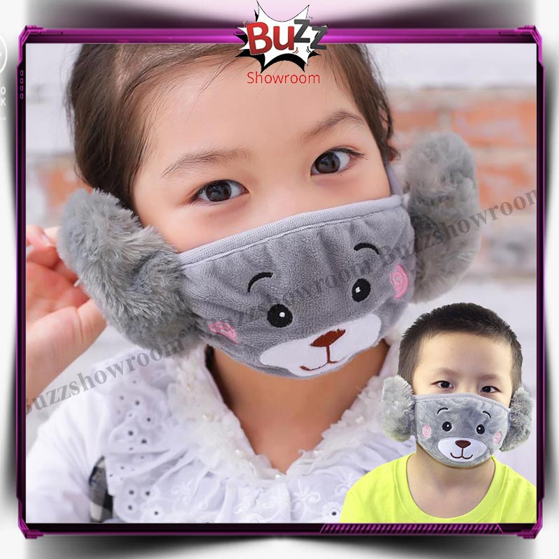 Earmuff mask masker mulut telinga anak import karakter panda winter