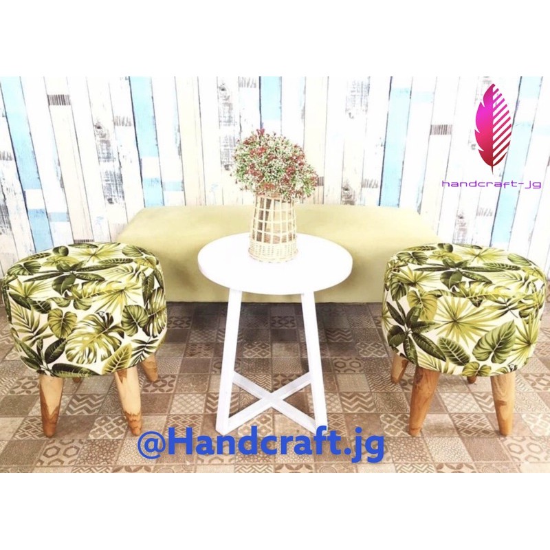 STOOL KANVAS BISA PILIH MOTIF / SOFA STOOL / STOOL BULAT / KURSI STOOL  TINGGI 45cm/ DENGAN KUALITAS