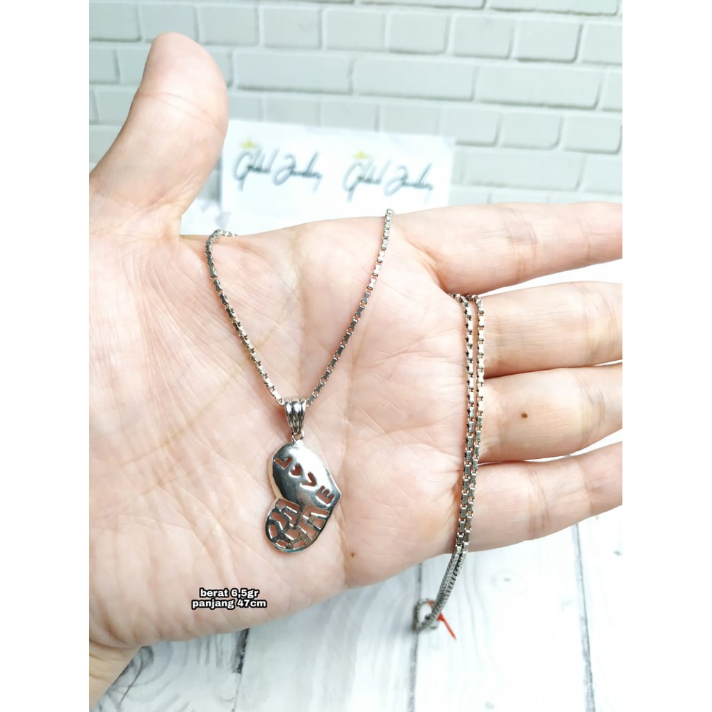 KALUNG SET LIONTIN FULL LOVE PERAK ASLI S925 GLOBAL JEWELLERY CH091