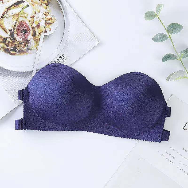 [ LINGERIE MASTER ] - (B-9) BH Bra Invisible Strapless Tanpa Tali Anti Slip Sexy untuk Wanita Bra One-Piece Sexy Lingerie-B-9 Navy