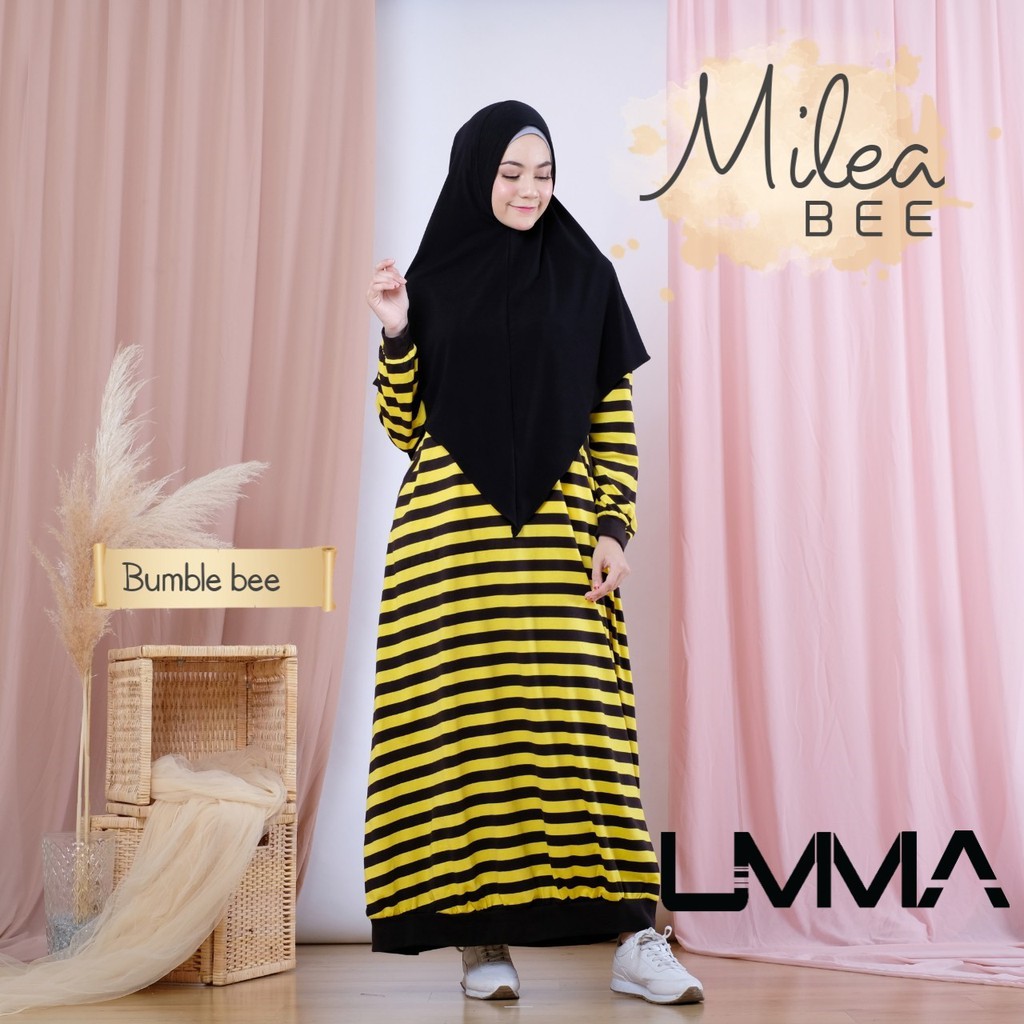 Gamis Daily Umma Kaos - Milea Bee - Gamis Strip Garis