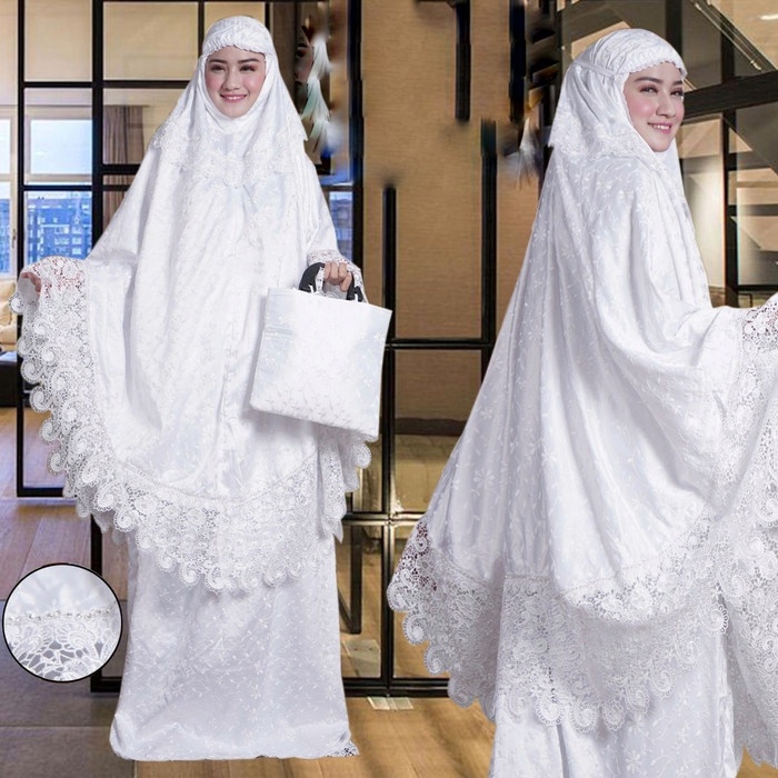 MUKENA DEWASA PRADDA SUTRA RENDA KEONG PREMIUM - Putih