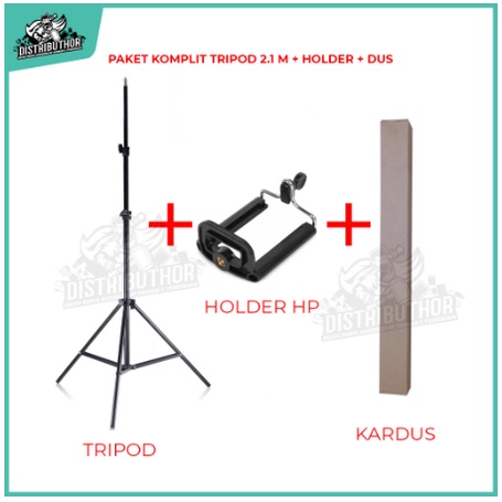 Tripod hp 2.1 meter Bahan Besi tripot stand untuk hp kamera lampu lighting ringlight panjang  2m