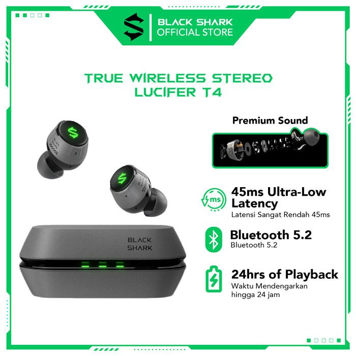 Black Shark Lucifer T4 TWS Bluetooth Gaming Earphones Garansi Resmi 1 Tahun