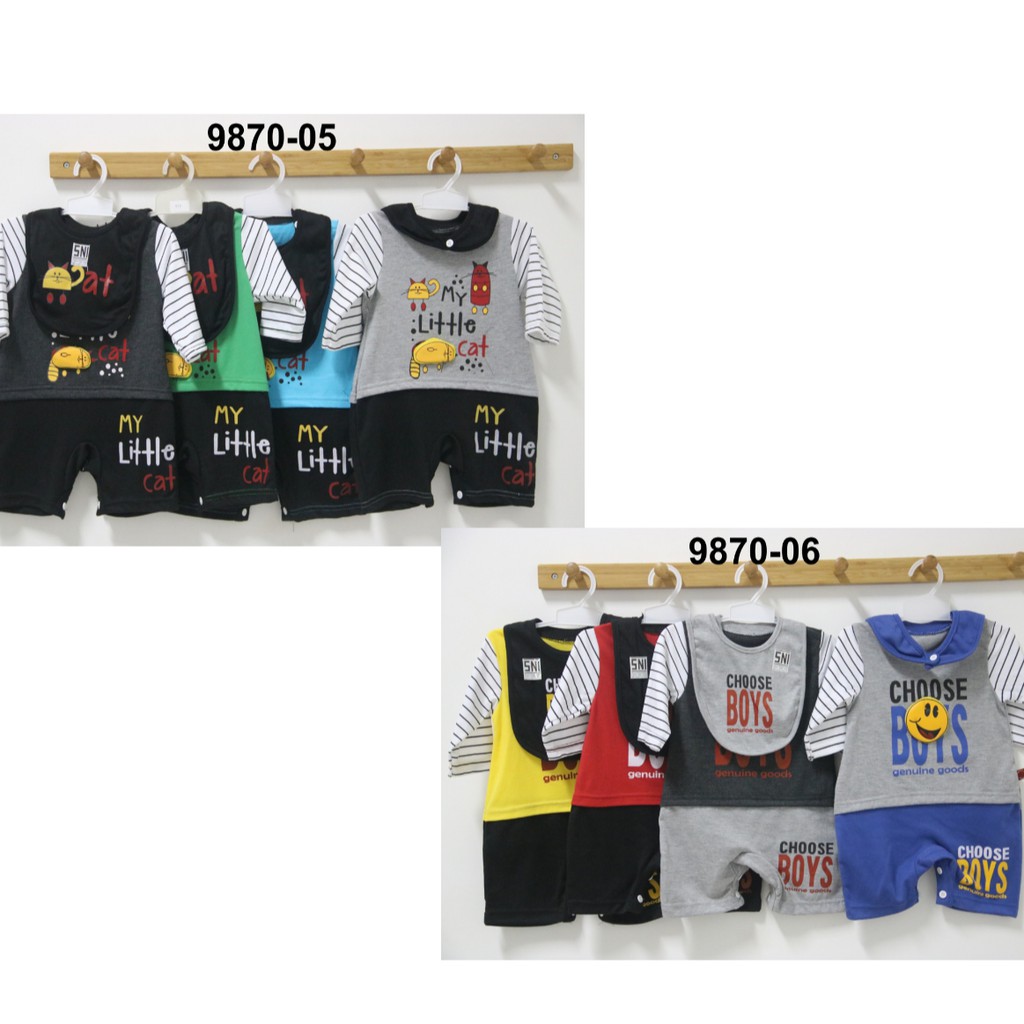 [BANYAK MOTIF] Jumper Segiempat 6-12bln / Baju Kodok LakiLaki / Jumper Bayi / Kaos Bayi Pergi IB