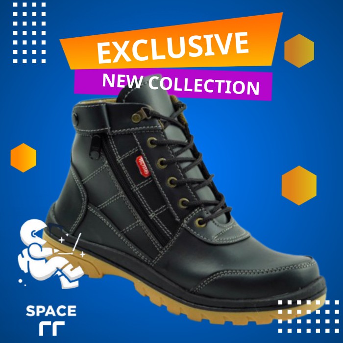 sepatu kulit safety boots sport touring pria cowok murah Hipzo M 044