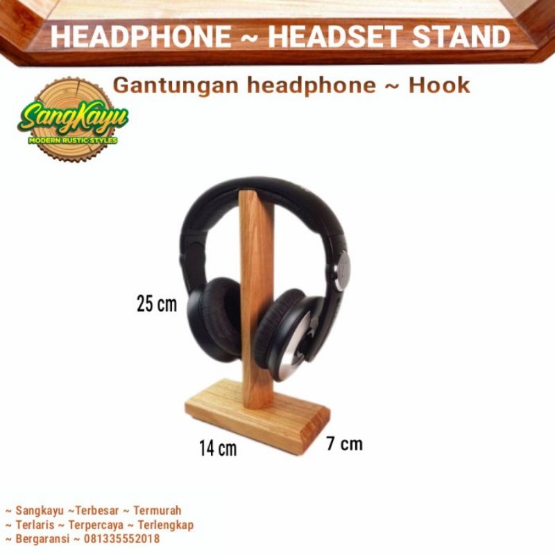 Gantungan headphone kayu headphone stand headset gaming hook hanger 04